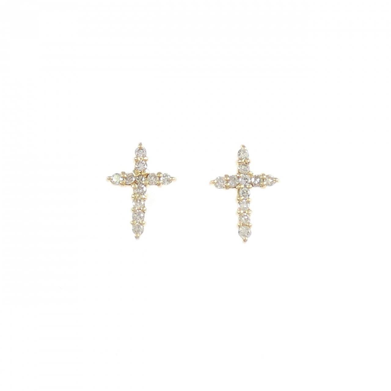K18YG 十字钻石耳环 0.10CT