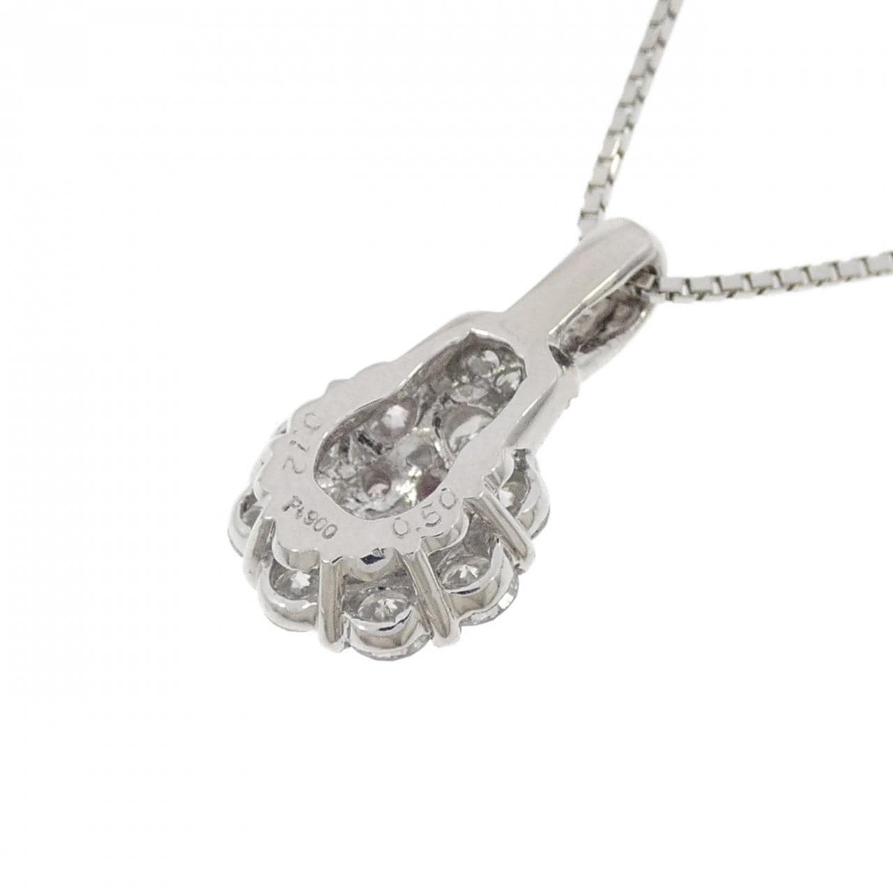PT900/PT850 フラワー ピンクダイヤモンド ネックレス 0.12CT