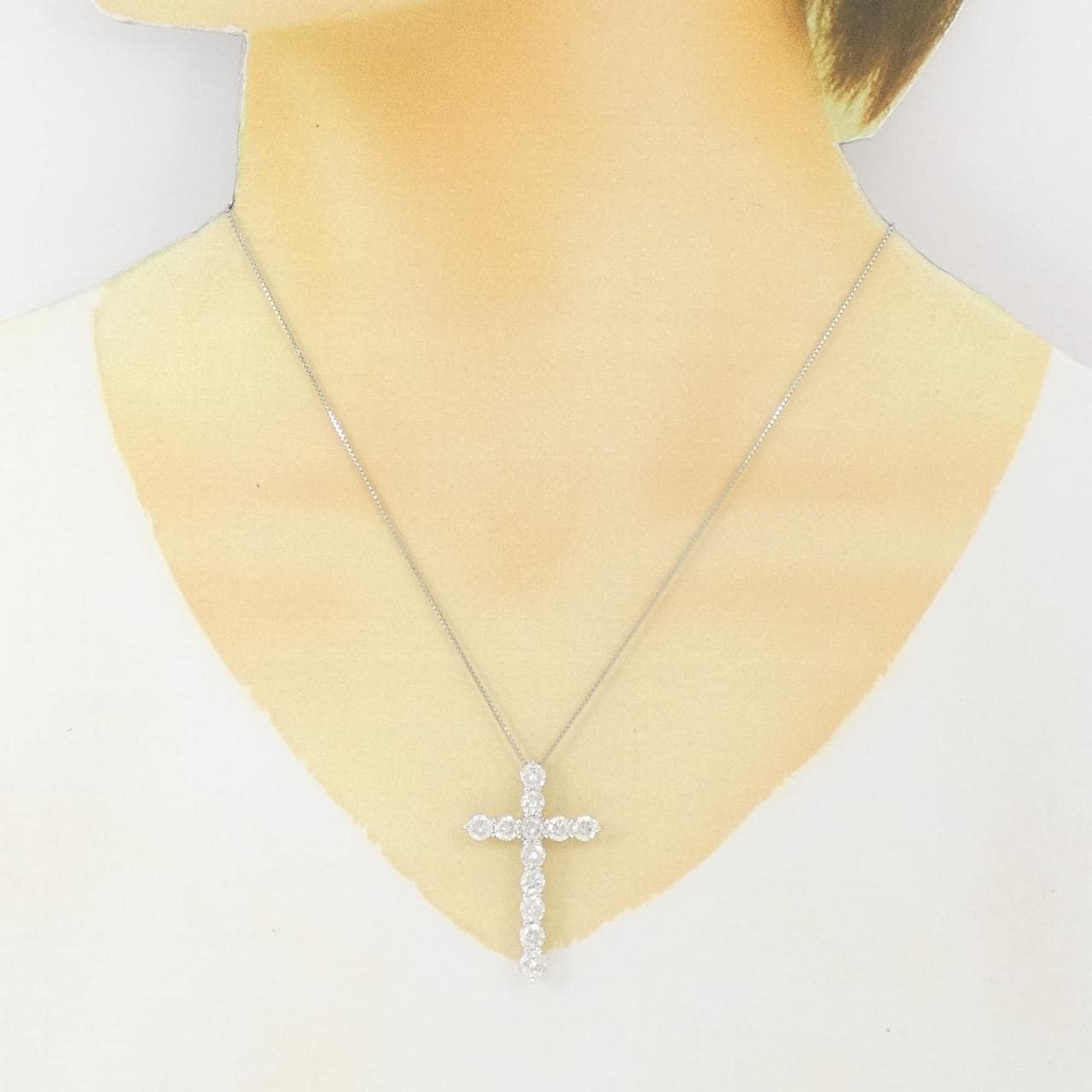 PT900/PT850 クロス ダイヤモンド ネックレス 3.14CT