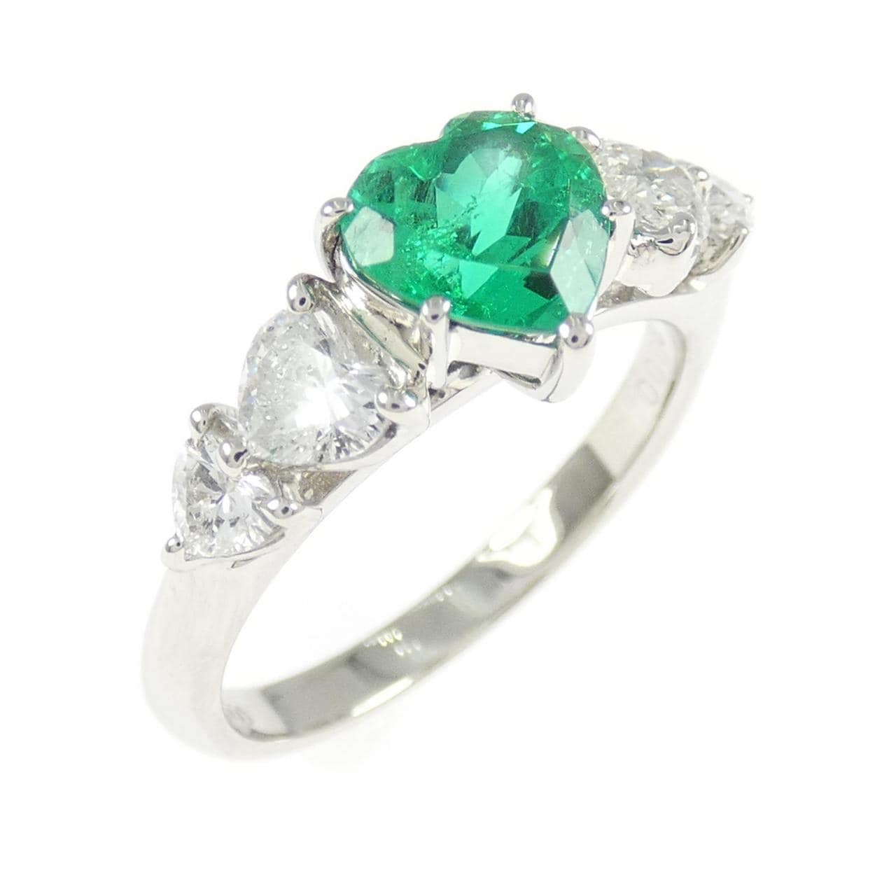 PT900 ハート エメラルド リング 1.00CT