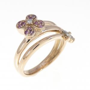 K18PG フラワー サファイヤ リング 0.07CT