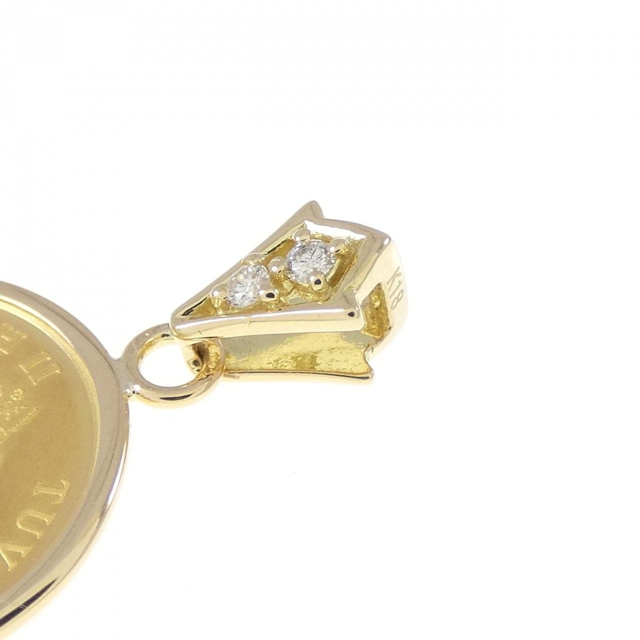 K18YG(枠) ダイヤモンド コイン ペンダント