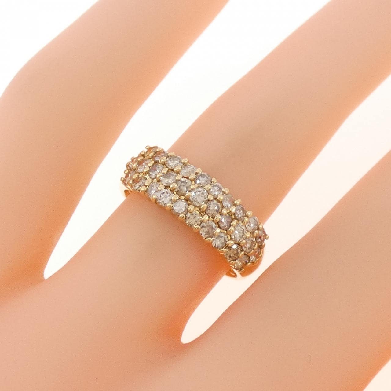 K18YG パヴェ ダイヤモンド リング