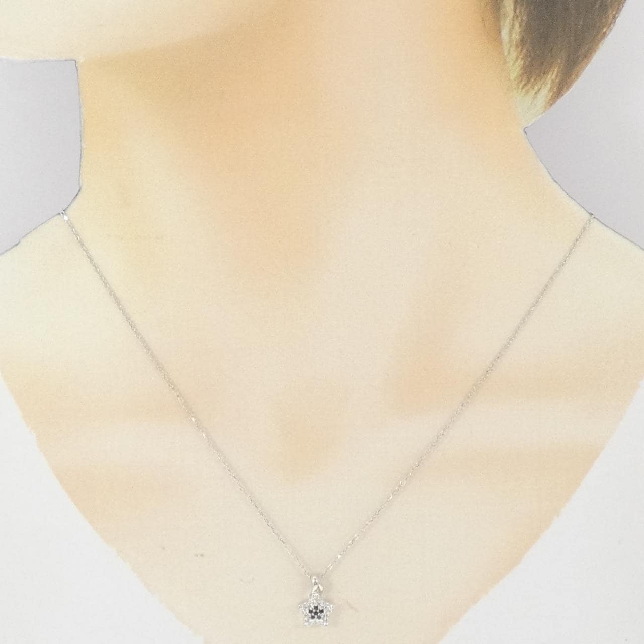 K18WG スター ダイヤモンド ネックレス 0.05CT