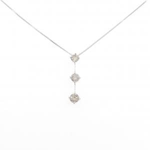K18WG スリーストーン ダイヤモンド ネックレス 1.00CT