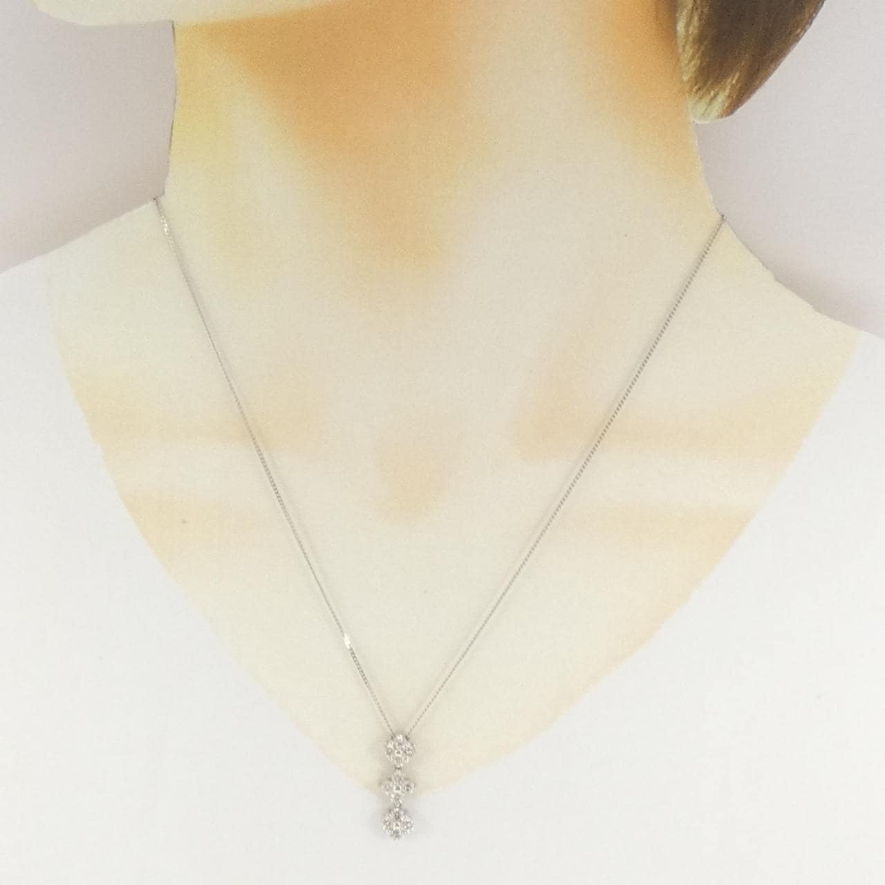 PT900/PT850 フラワー ダイヤモンド ネックレス 1.00CT