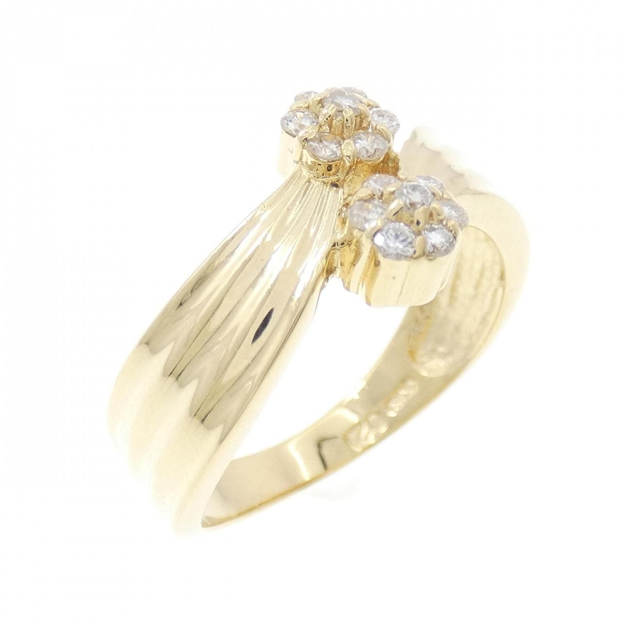 K18YG フラワー ダイヤモンド リング 0.21CT