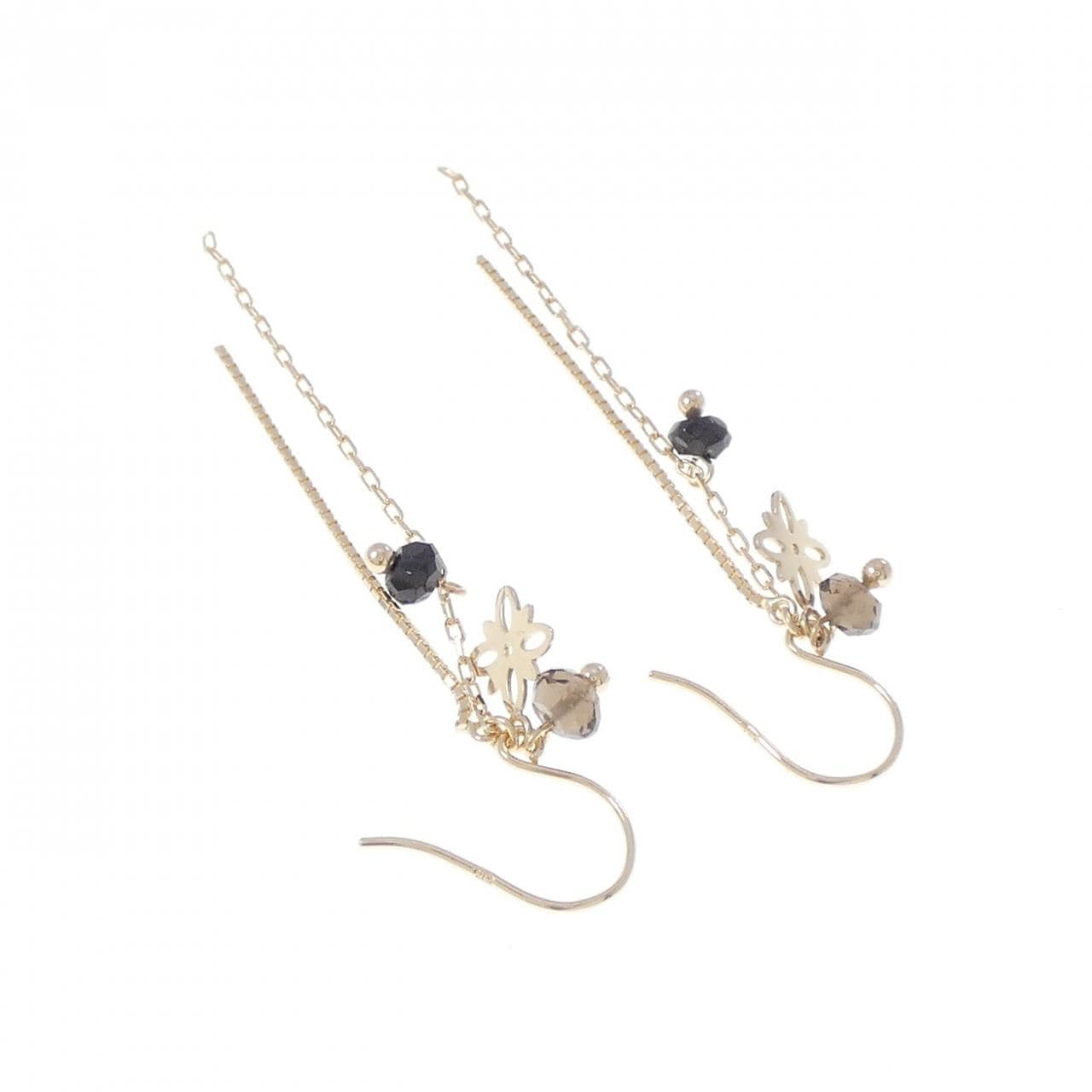 K10YG スモーキークオーツ ピアス