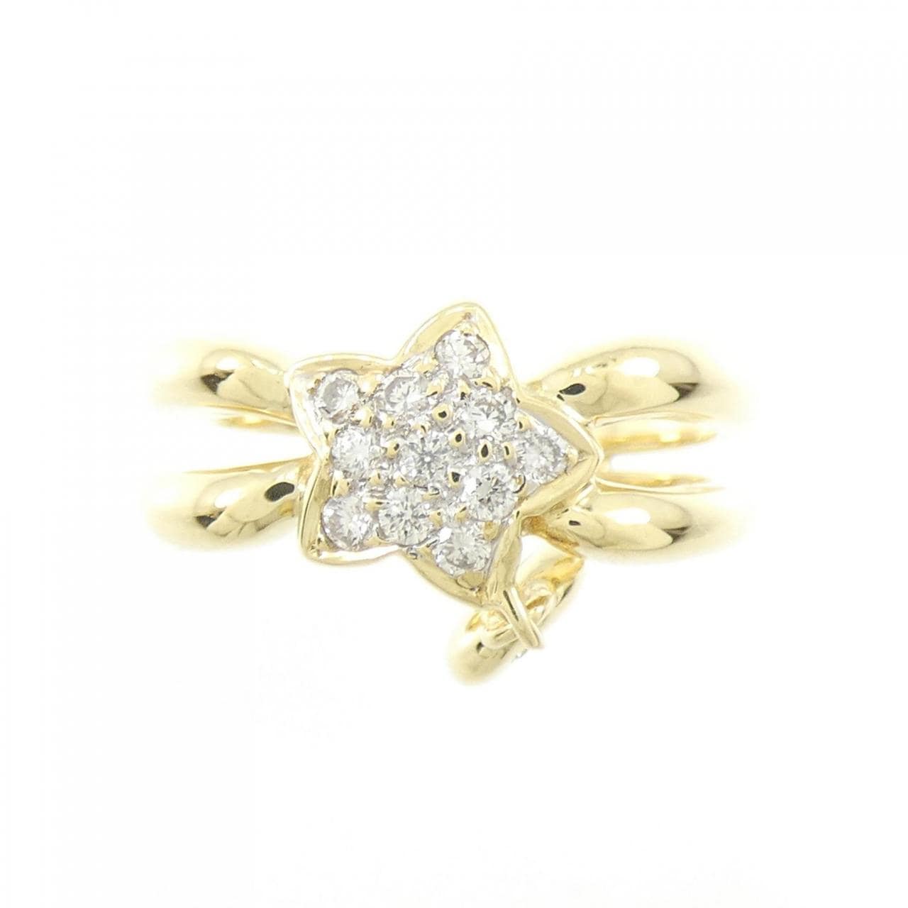 750YG スター×ムーン ダイヤモンド リング 0.18CT