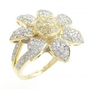 K18YG/K18WG フラワー ダイヤモンド リング 0.78CT