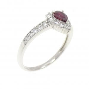 PT900 非加熱 ルビー リング 0.31CT モザンビーク産