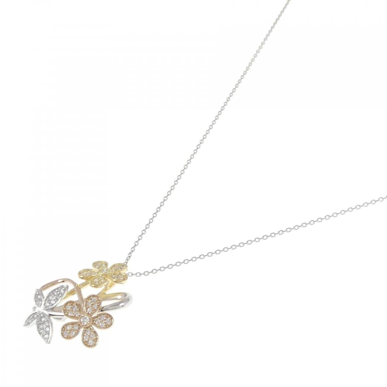 K18/K18PG/PT Flower Diamond necklace 0.27CT