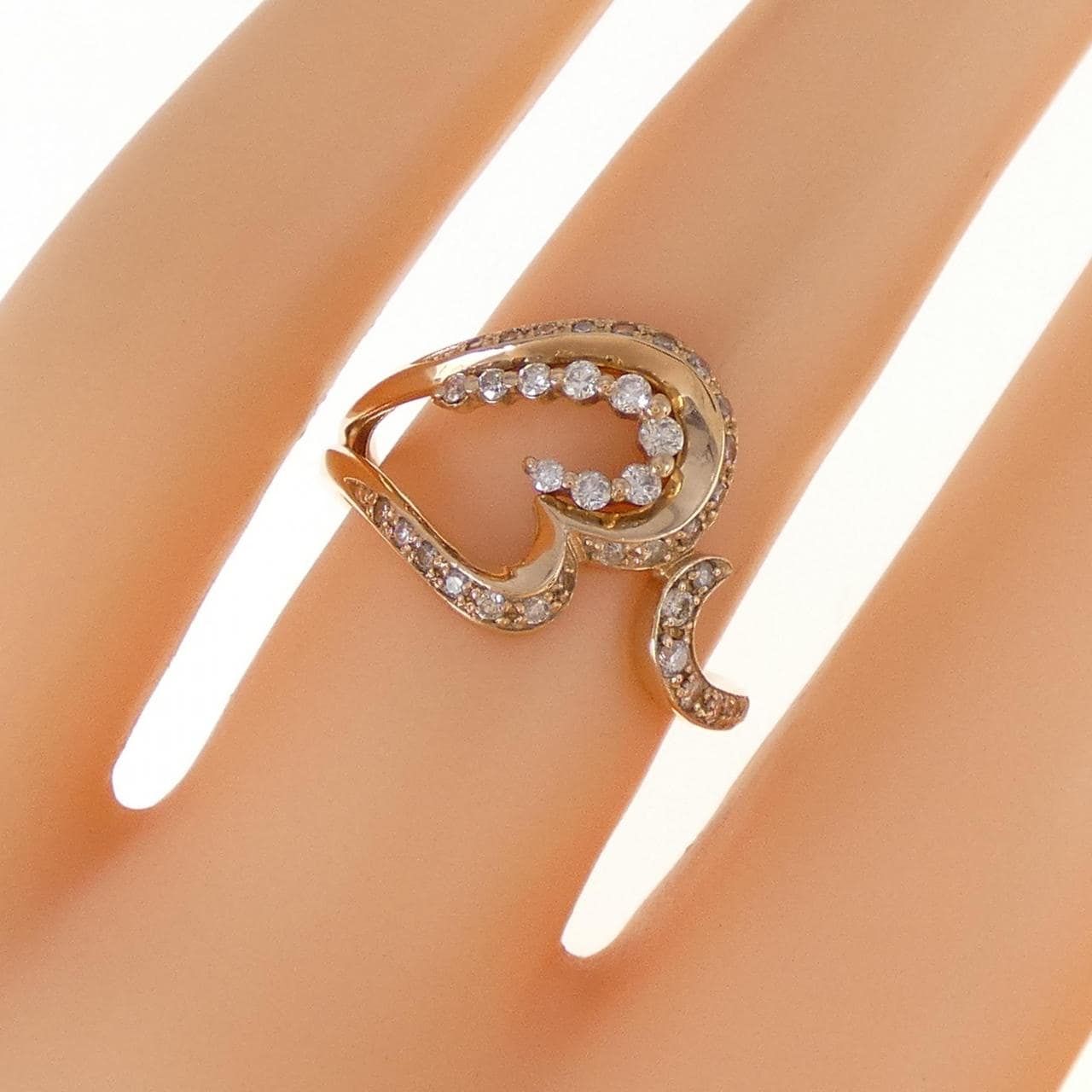 K18PG Heart Diamond Ring 0.31CT