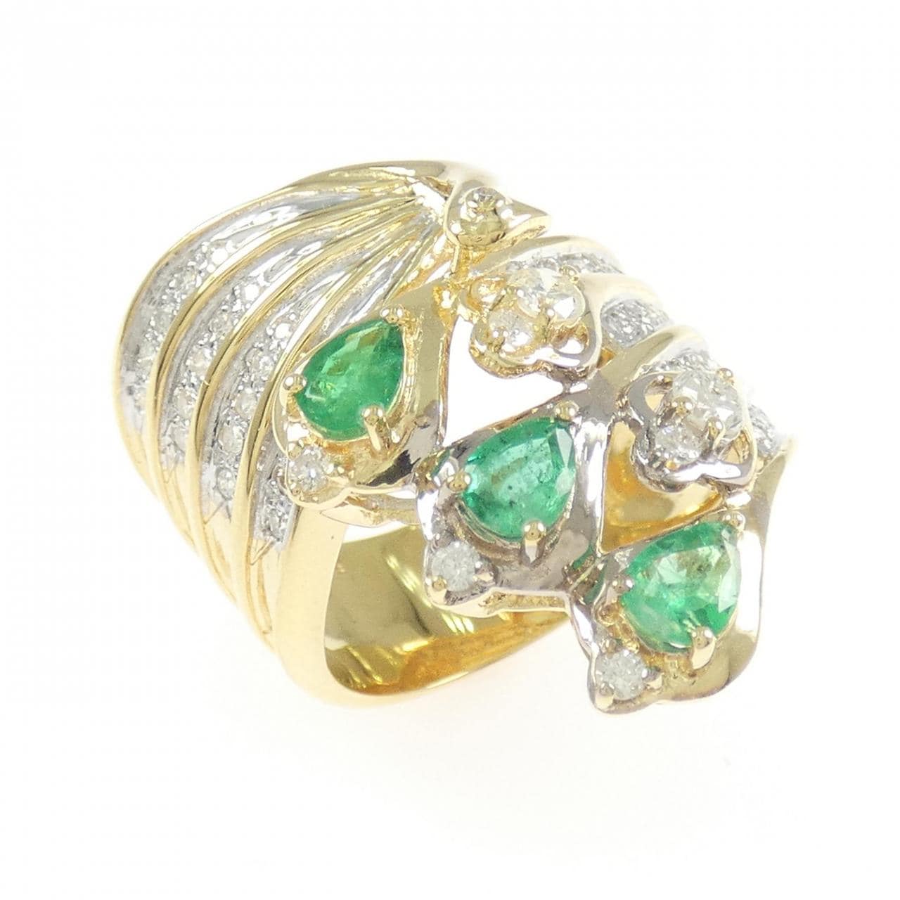 K18YG/K18WG エメラルド リング 0.89CT