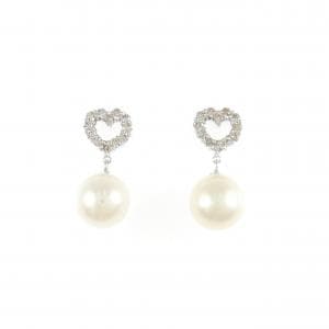 K18WG ハート アコヤパール ピアス 7.3mm