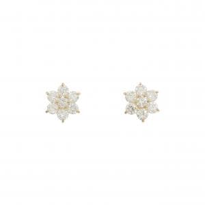 【リメイク】K18YG フラワー ダイヤモンド ピアス 0.60CT
