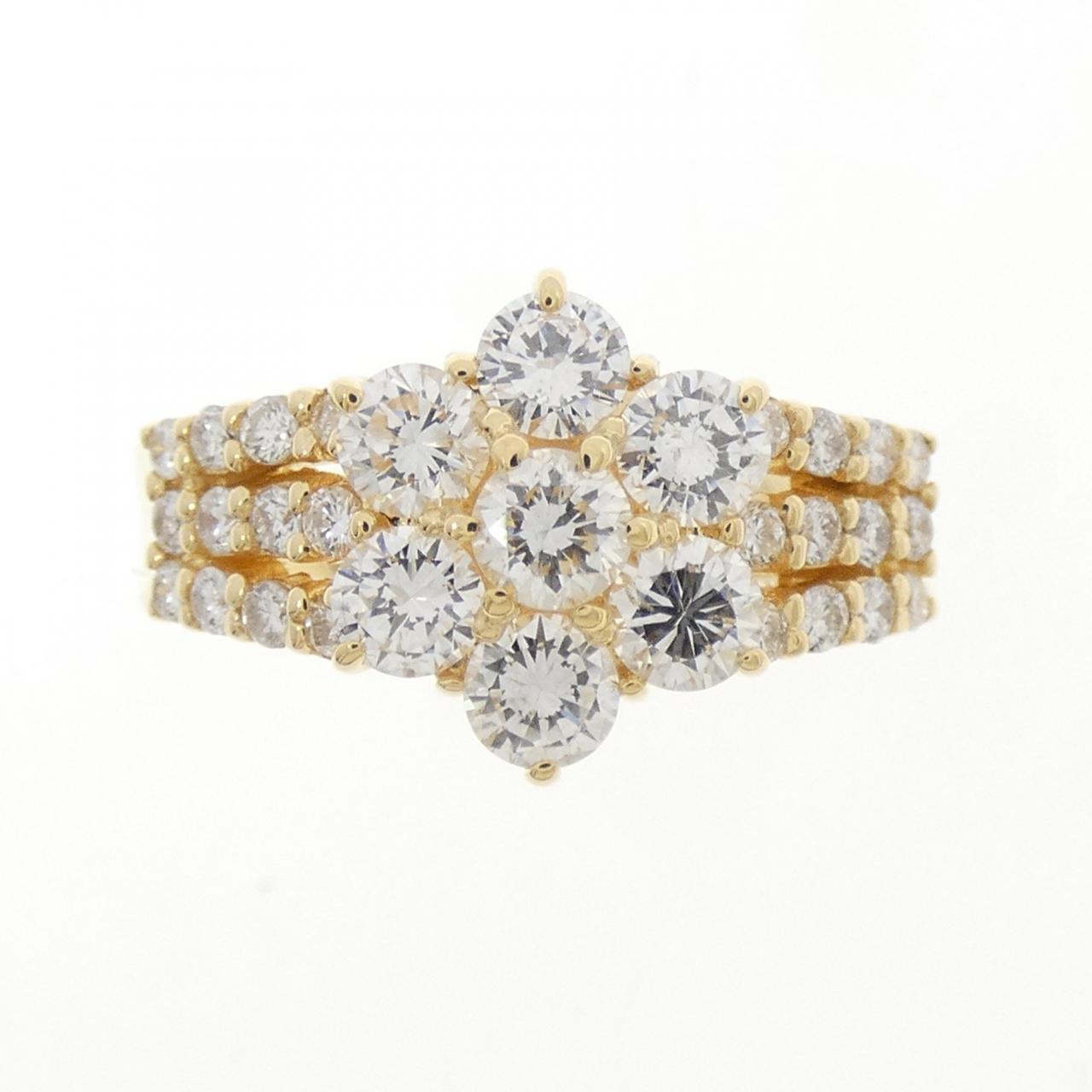 K18YG フラワー ダイヤモンド リング 1.20CT