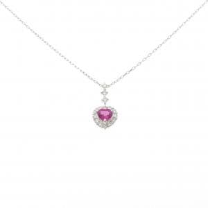 PT900/PT850 ハート ルビー ネックレス 0.57CT