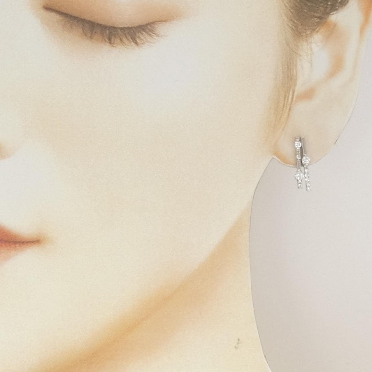 K18WG/PT900 ダイヤモンド ピアス 0.46CT