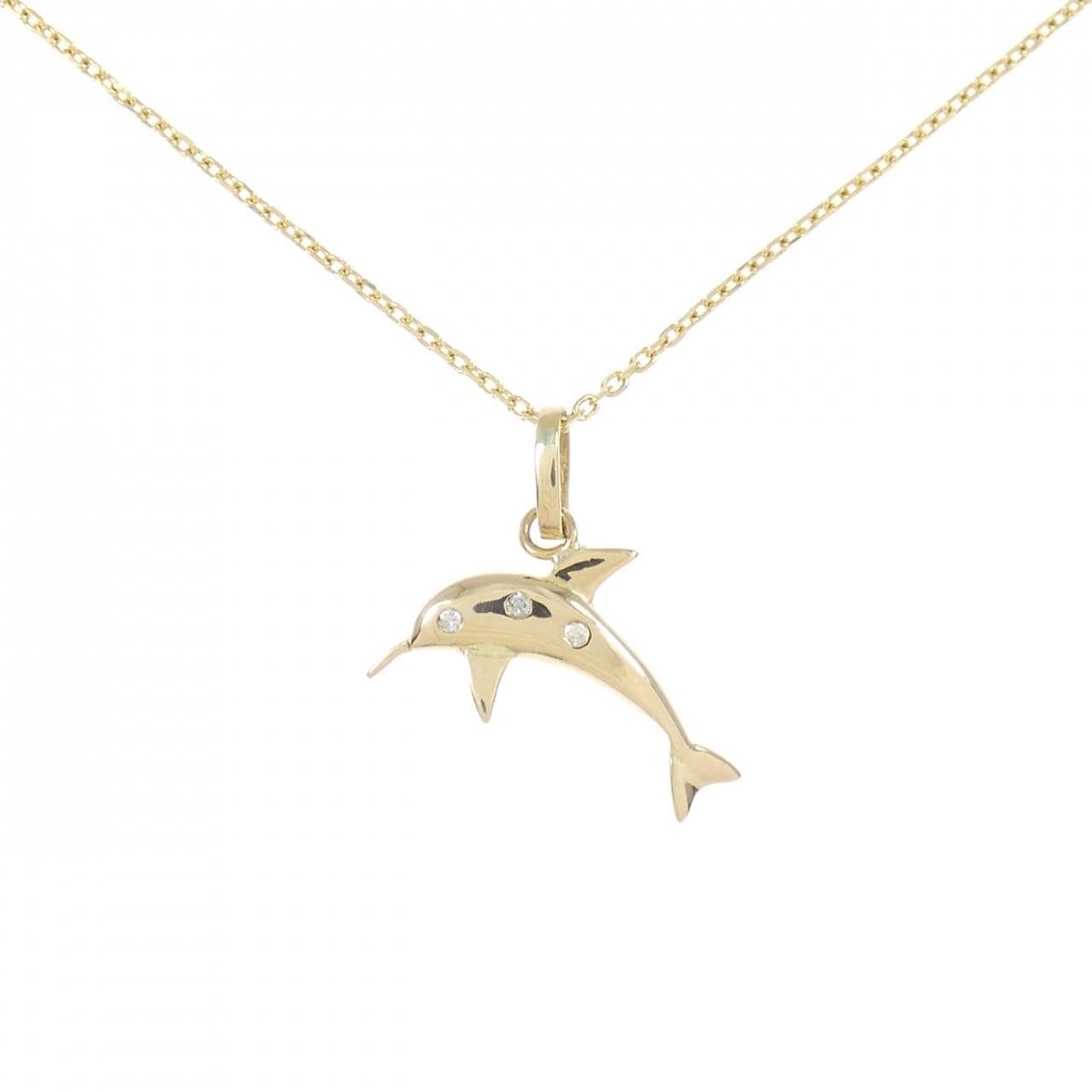 K18YG 海豚鑽石項鍊