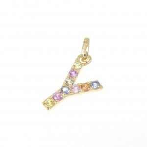 【新品】K18YG イニシャルY サファイヤ ペンダント 0.14CT