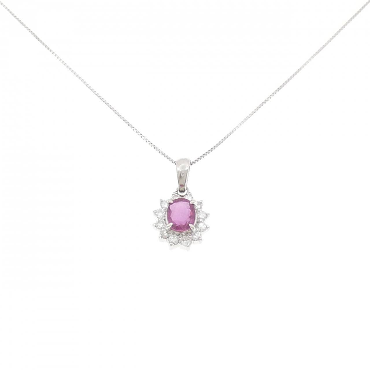 PT900/PT850 ルビー ネックレス 0.80CT