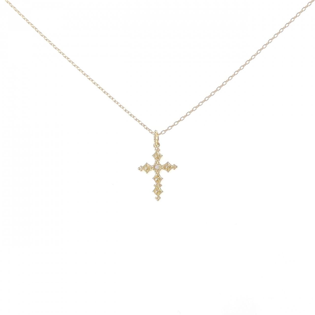 K18YG クロス ダイヤモンド ネックレス 0.005CT