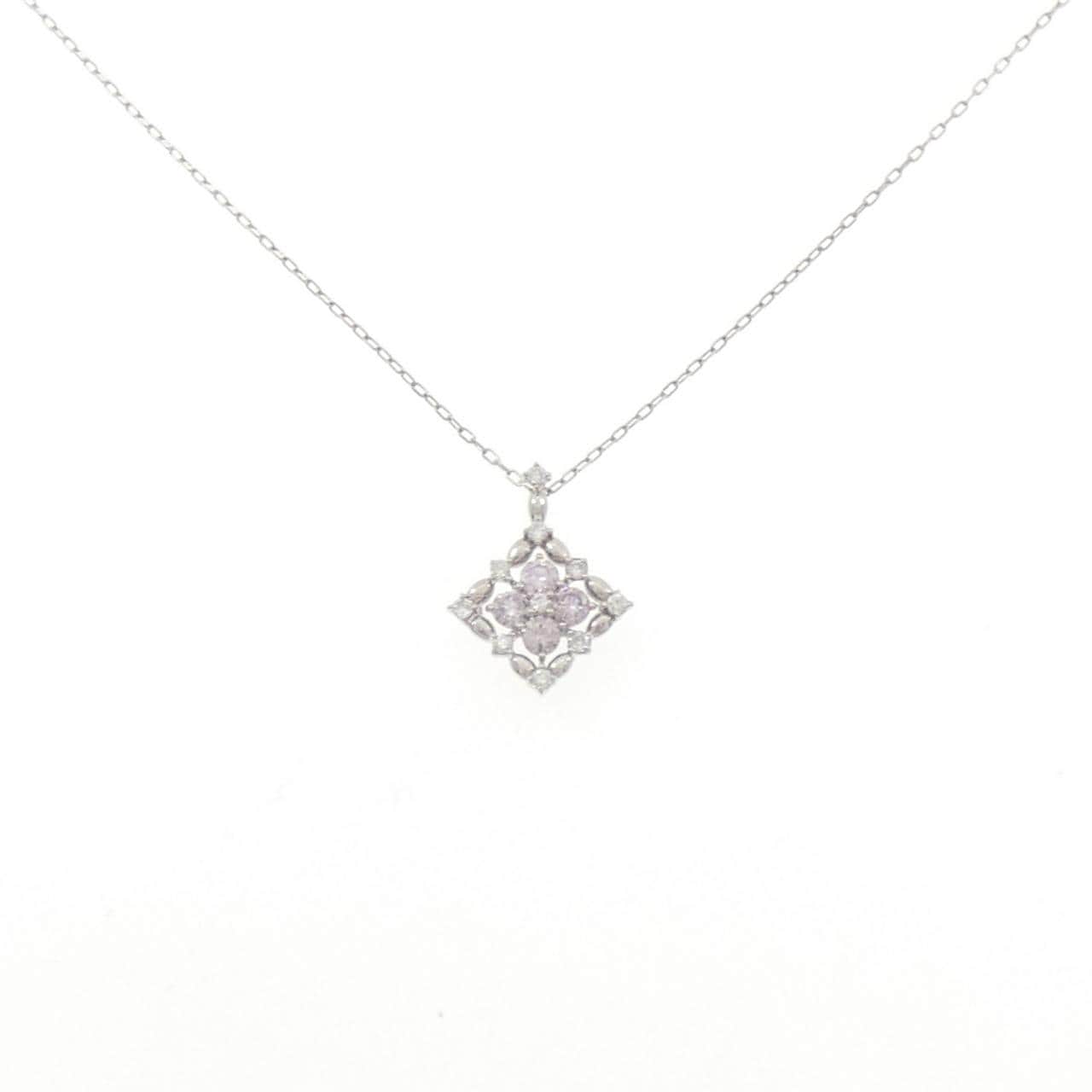 PT900/PT850 フラワー ピンクダイヤモンド ネックレス 0.23CT