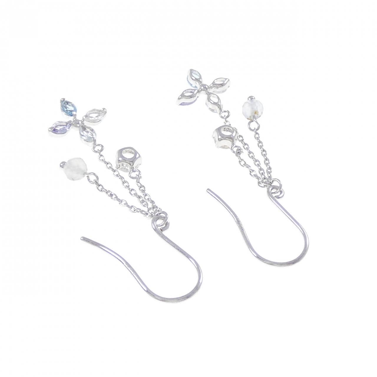 K14WG カラーストーン ピアス