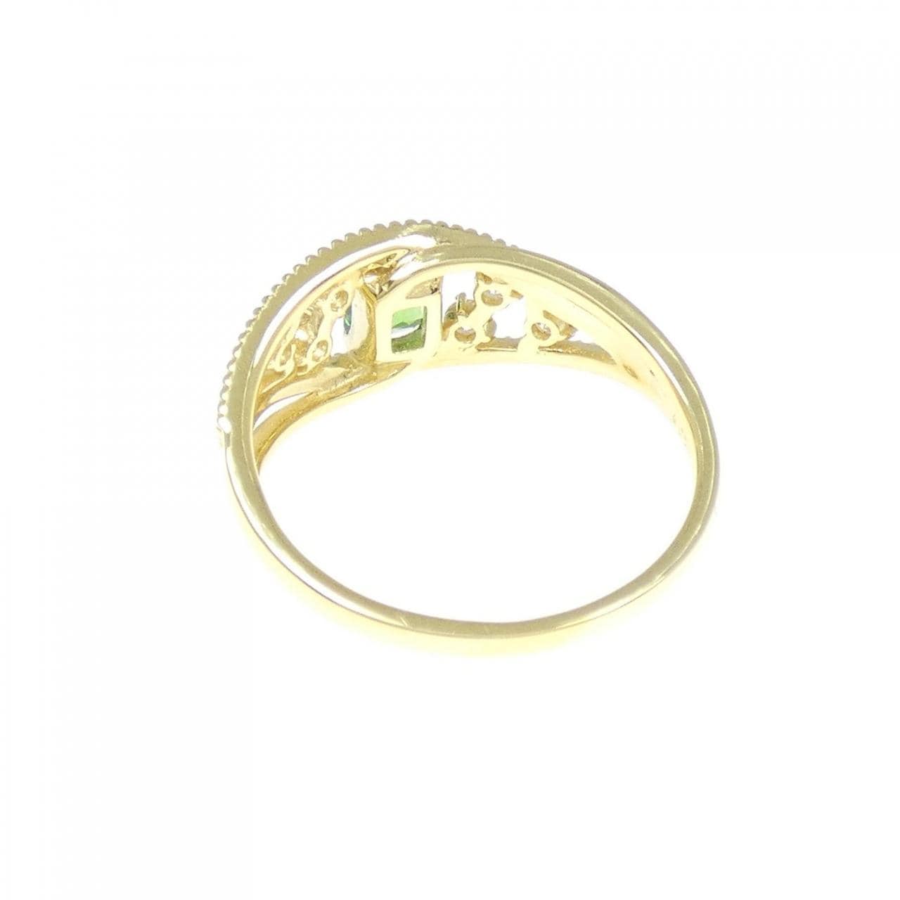 【新品】K18YG グリーンガーネット リング 0.41CT