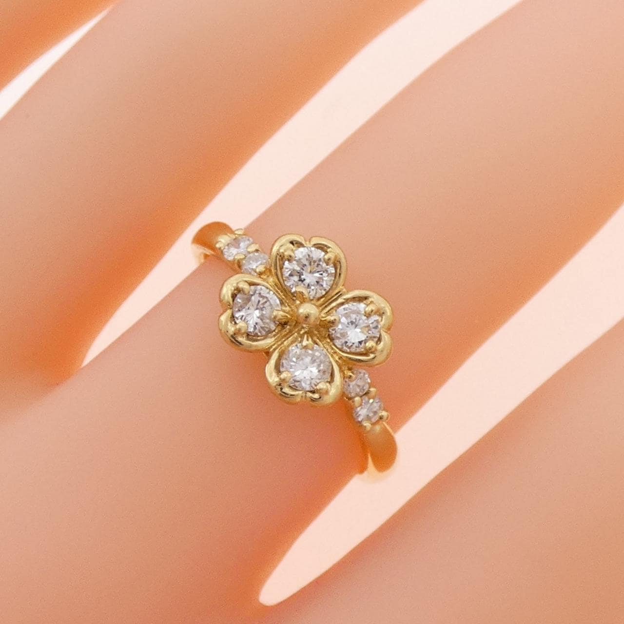K18YG クローバー ダイヤモンド リング 0.50CT