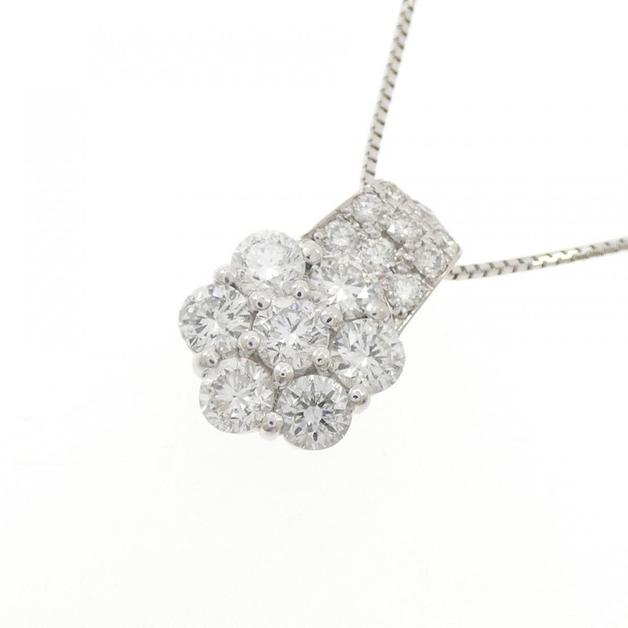 PT900/PT850 フラワー ダイヤモンド ネックレス 1.00CT
