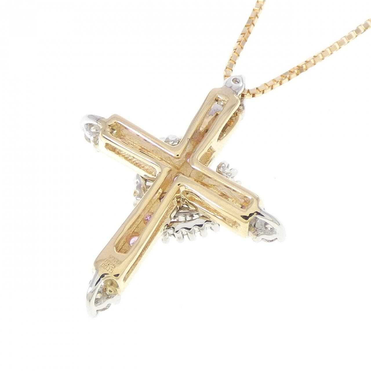 K18YG/K18WG クロス サファイヤ ネックレス 0.25CT