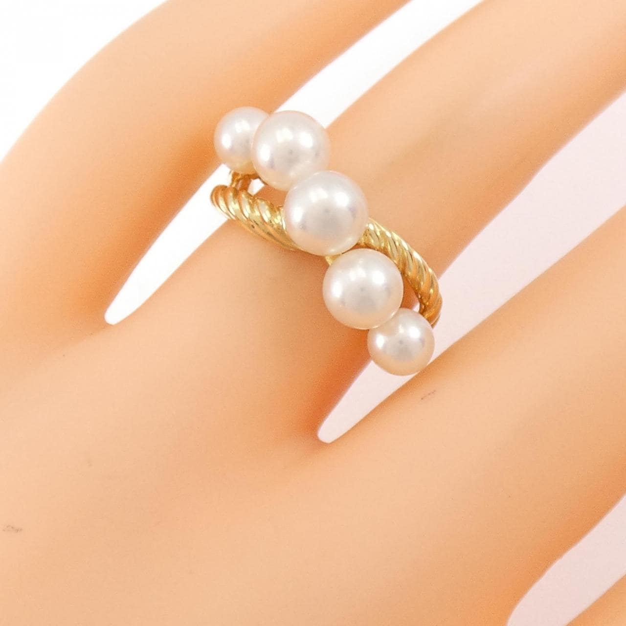 K18YG Akoya pearl ring