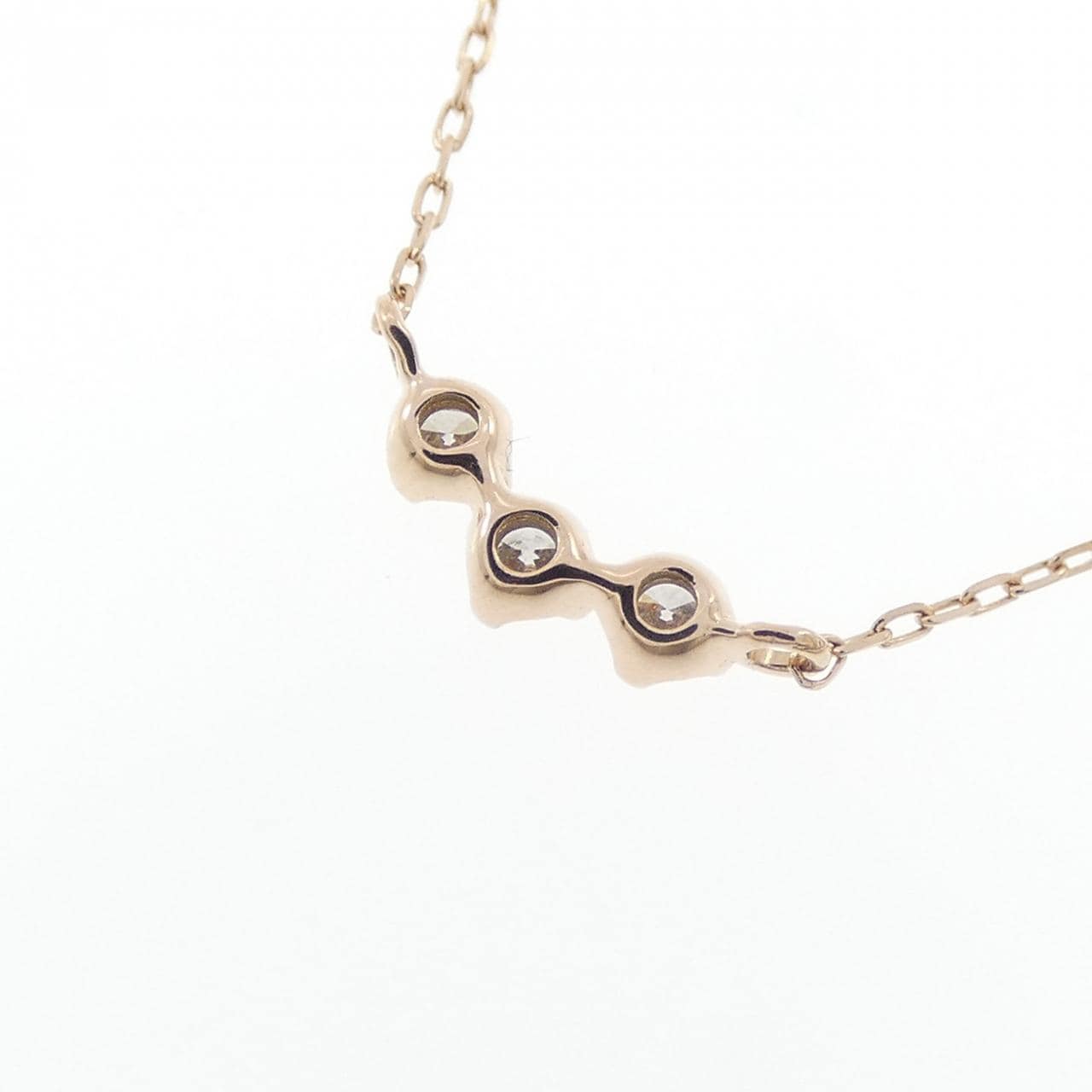 K18PG スリーストーン ダイヤモンド ネックレス