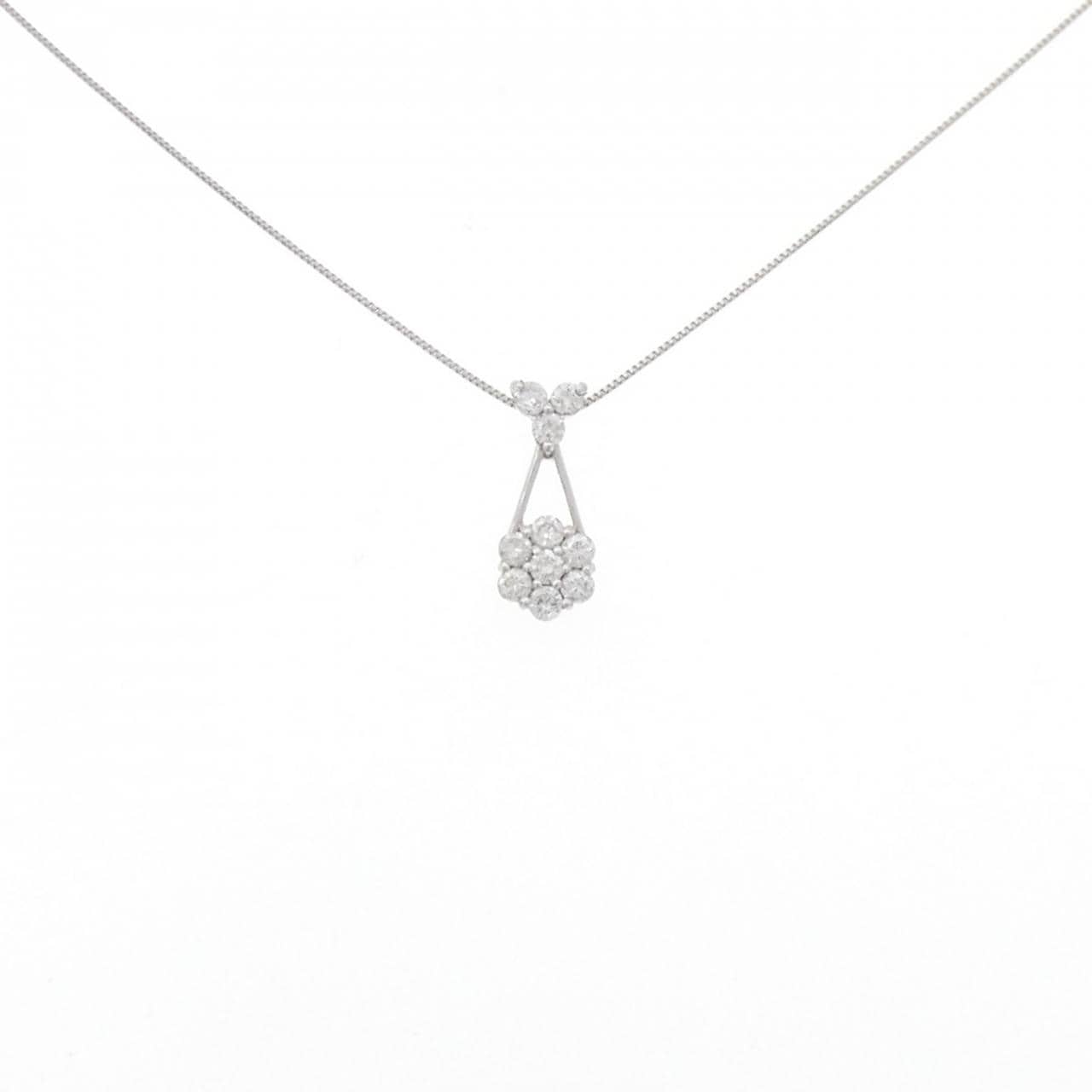 K18WG/PT850 ダイヤモンド ネックレス 0.30CT