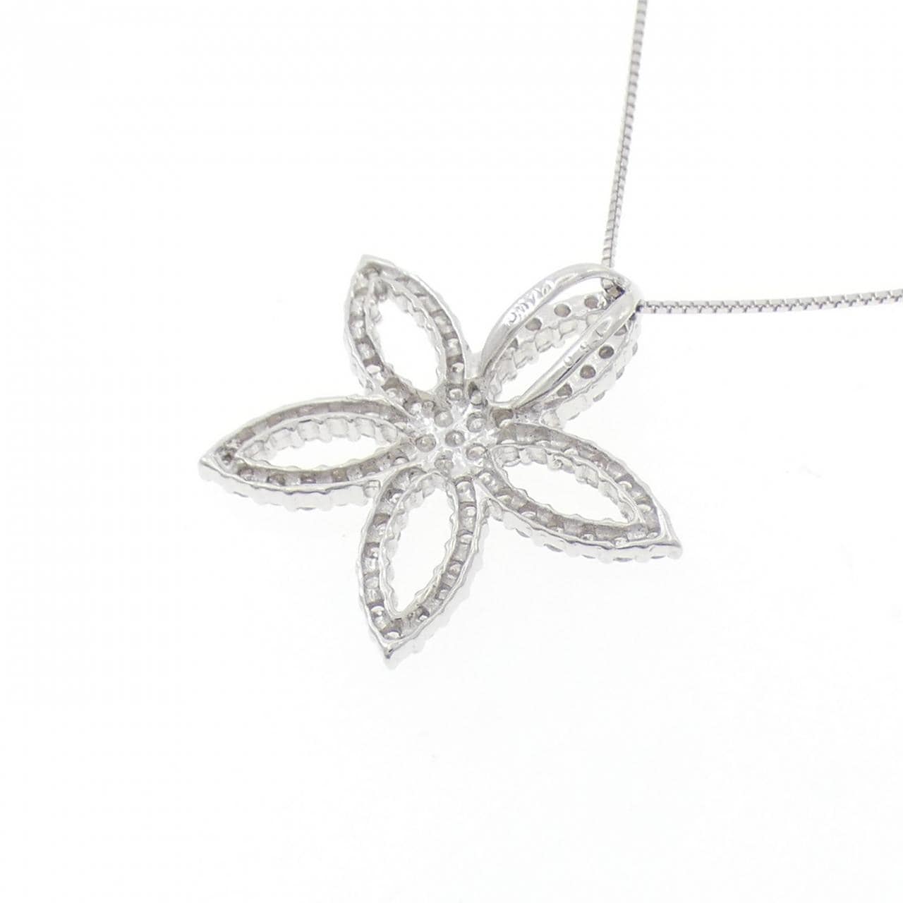K14WG/K10WG フラワー ダイヤモンド ネックレス 0.50CT