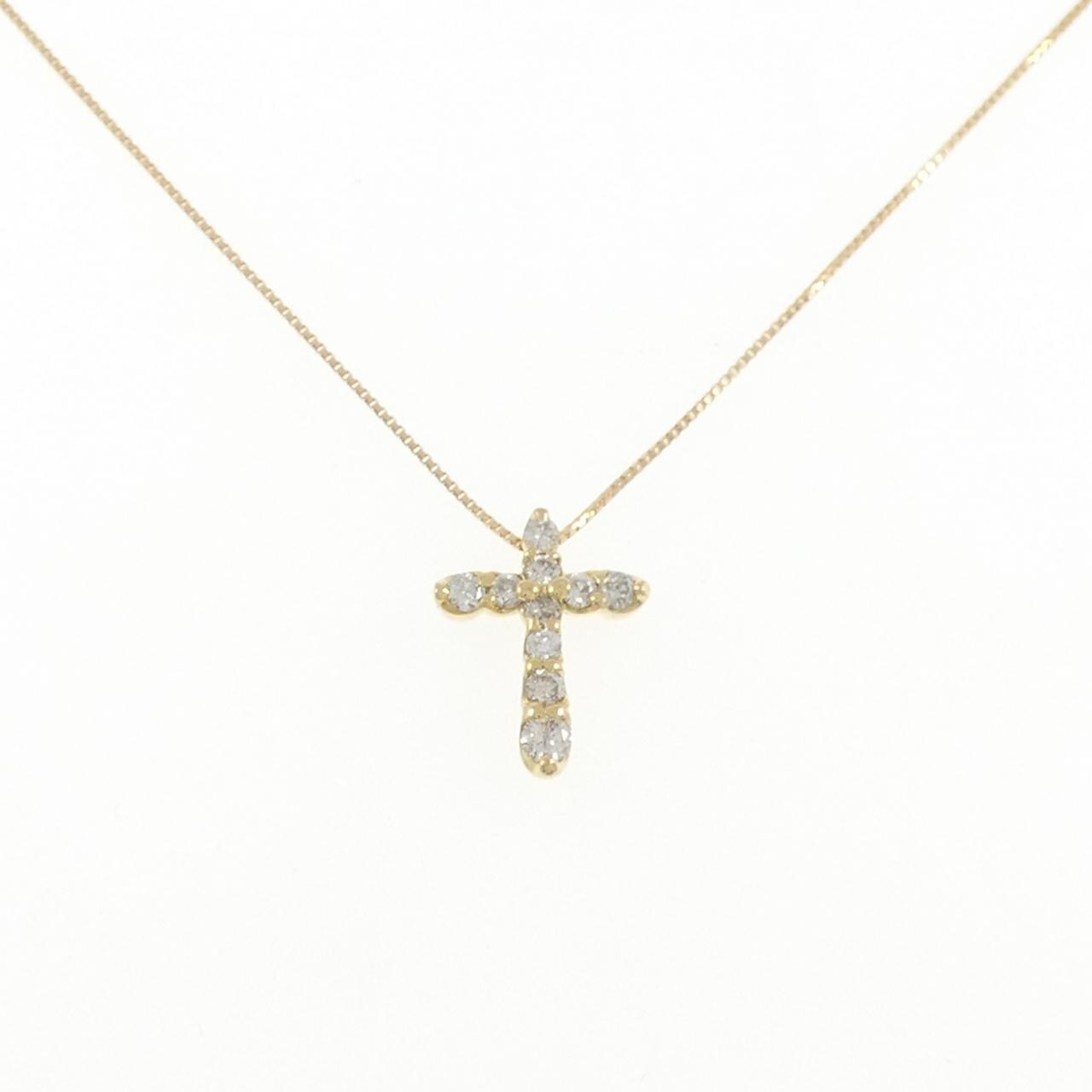 K18YG クロス ダイヤモンド ネックレス 0.30CT