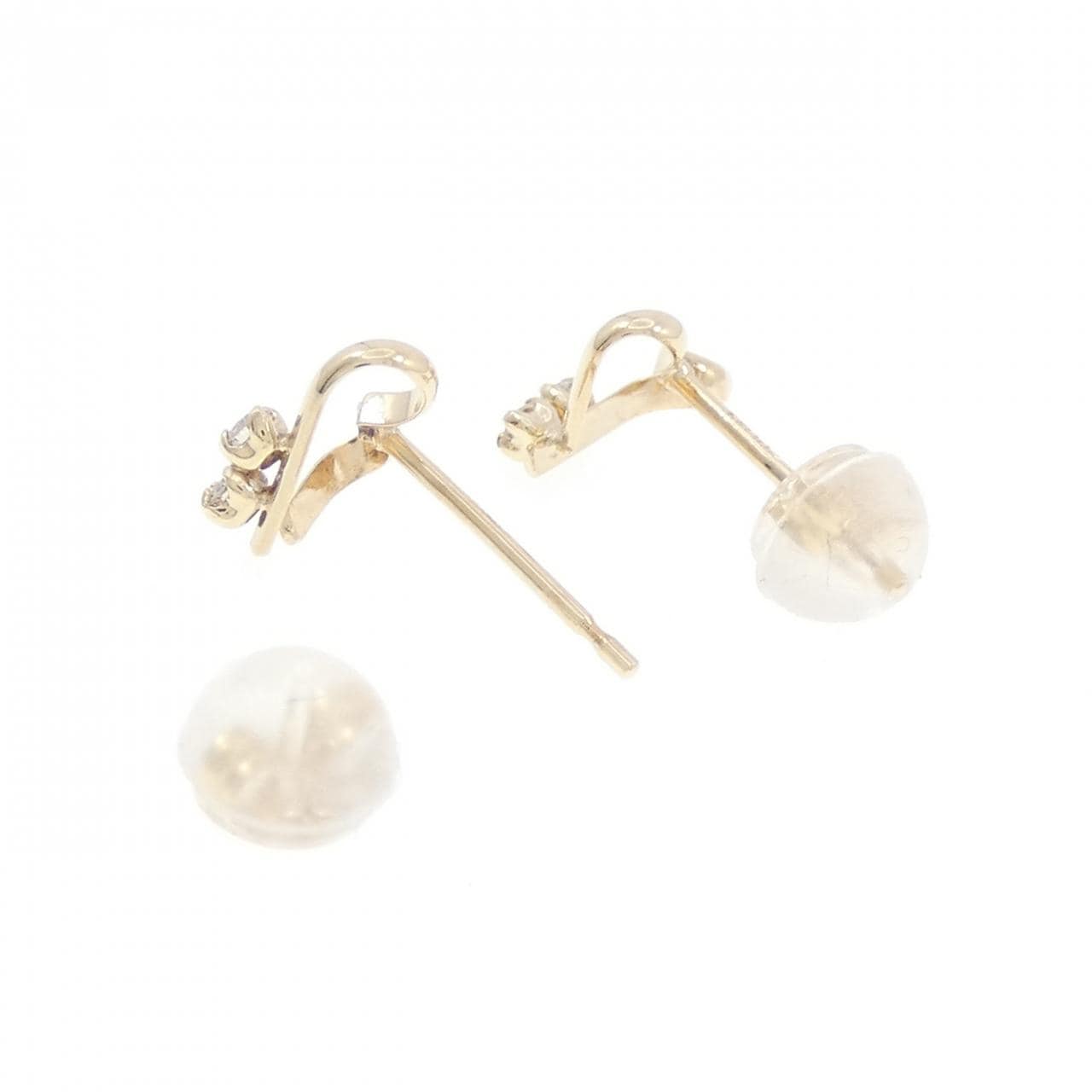 K10YG心形钻石耳环，0.04克拉