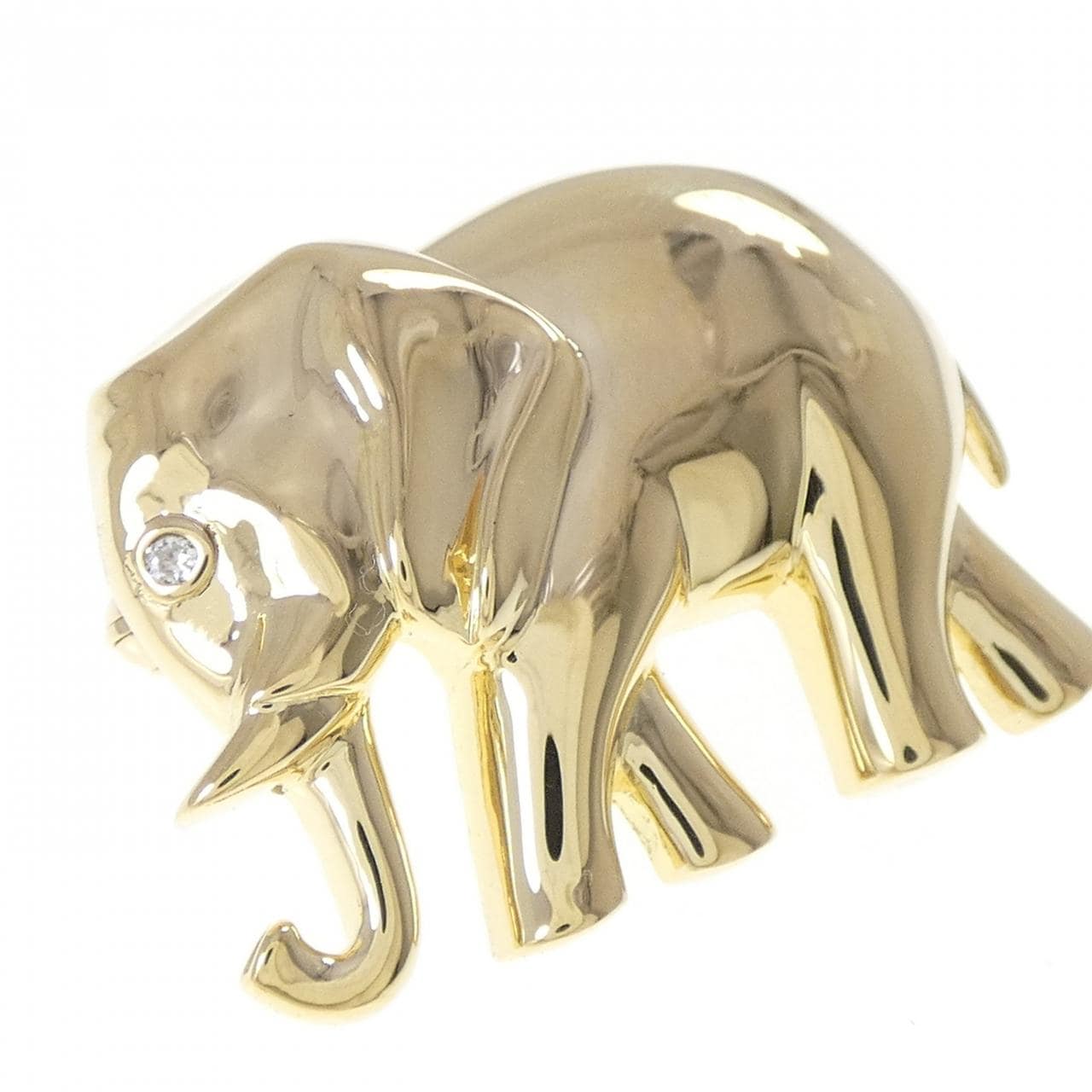 K18YG エレファント ダイヤモンド ブローチ 0.02CT