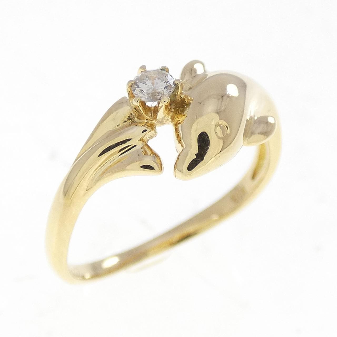 K18YG ドルフィン ダイヤモンド リング 0.05CT