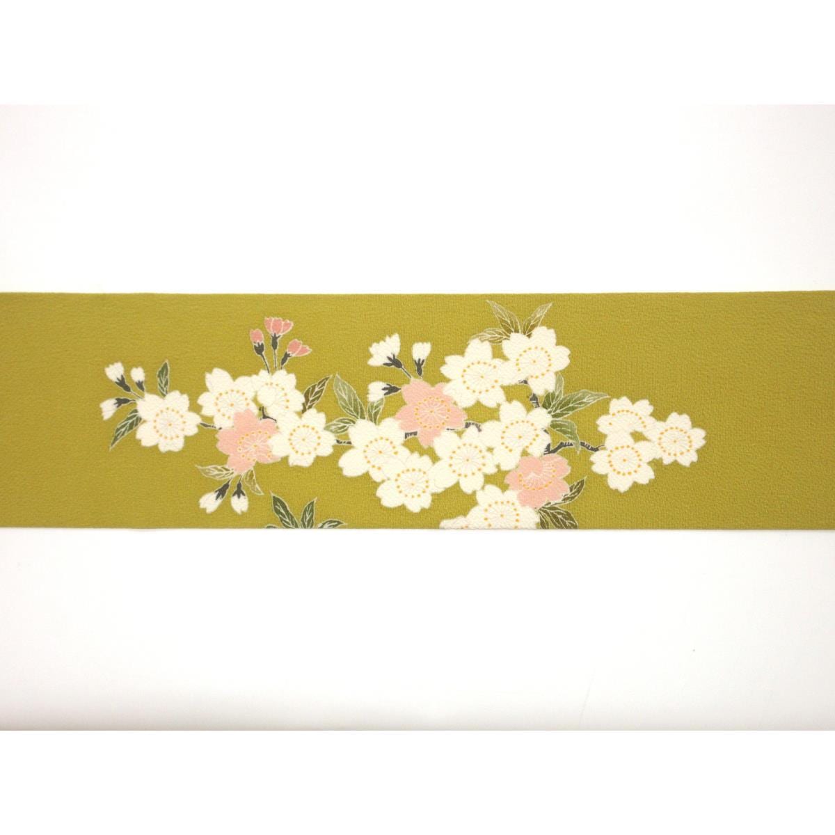 【未使用品】名古屋帯　ちりめん染帯　友禅加工