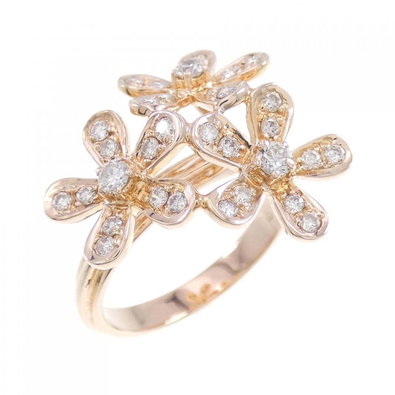 K18PG flower Diamond ring 0.49CT
