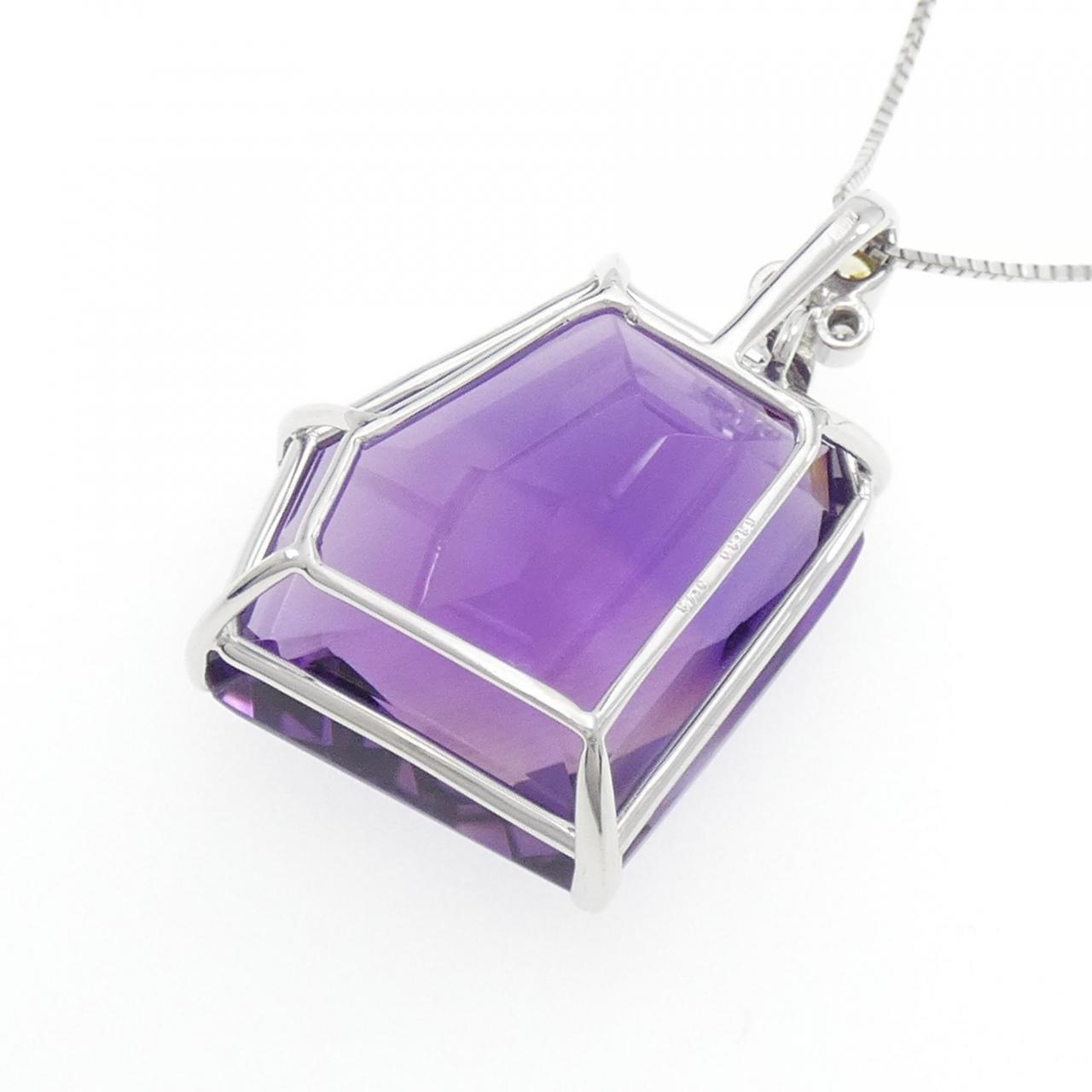 K18WG Amethyst Necklace 68.30CT