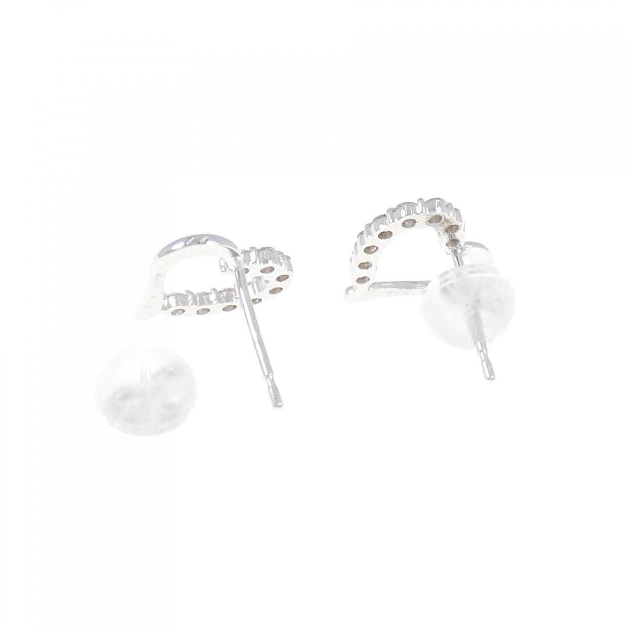 【新品】K18WG ハート ダイヤモンド ピアス 0.20CT