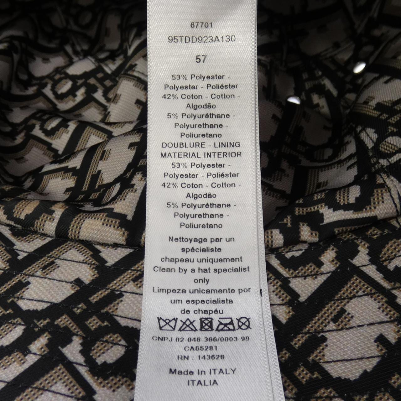 クリスチャンディオール CHRISTIAN DIOR TEDDY-D ボブハット オブリーク 95TDD923A130 ハット