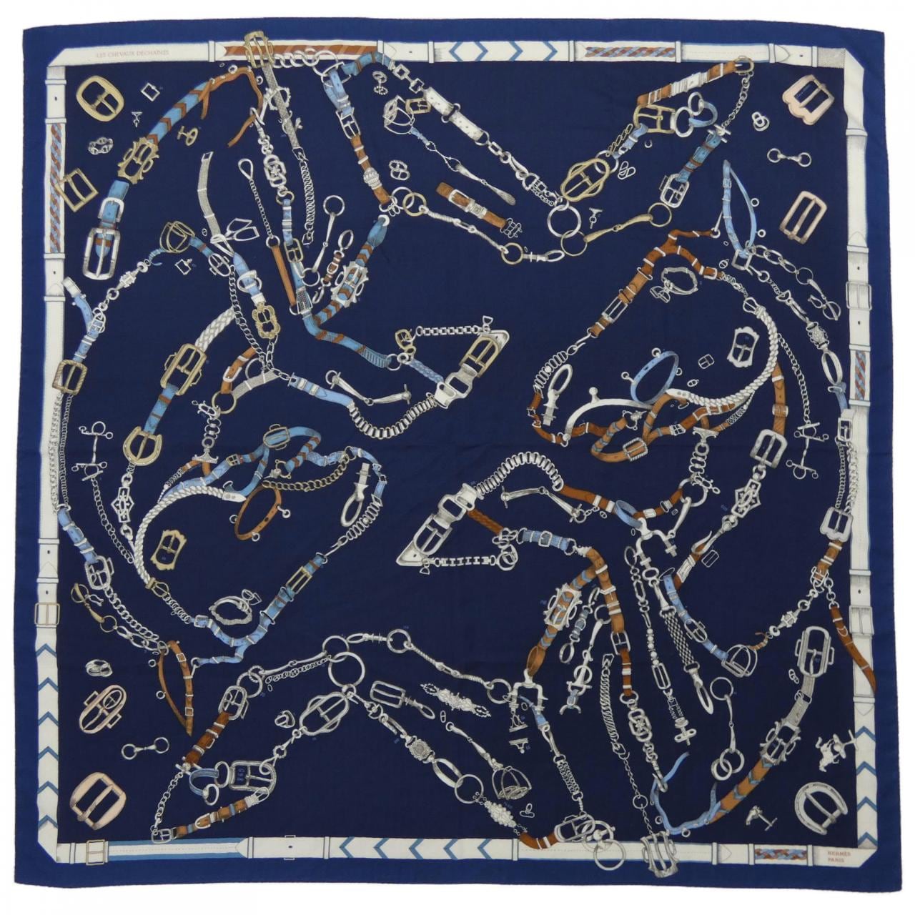 エルメス HERMES LES CHEVAUX DECHAINES H244096S カレジェアン140 ショール