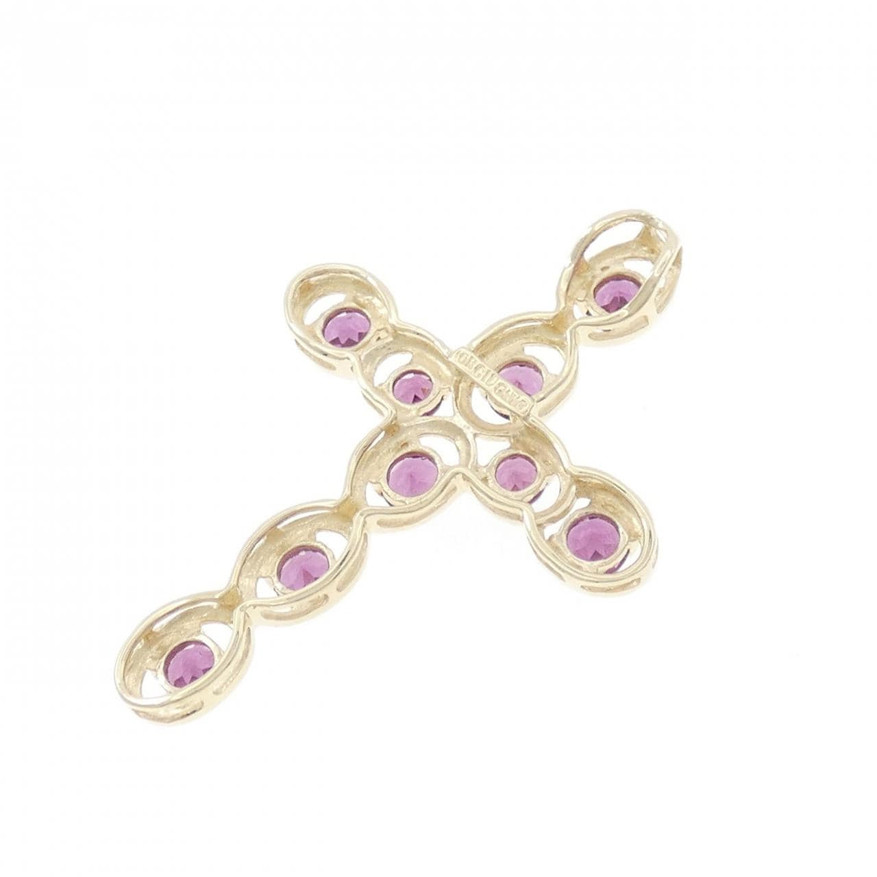 10KYG クロス ガーネット ペンダント