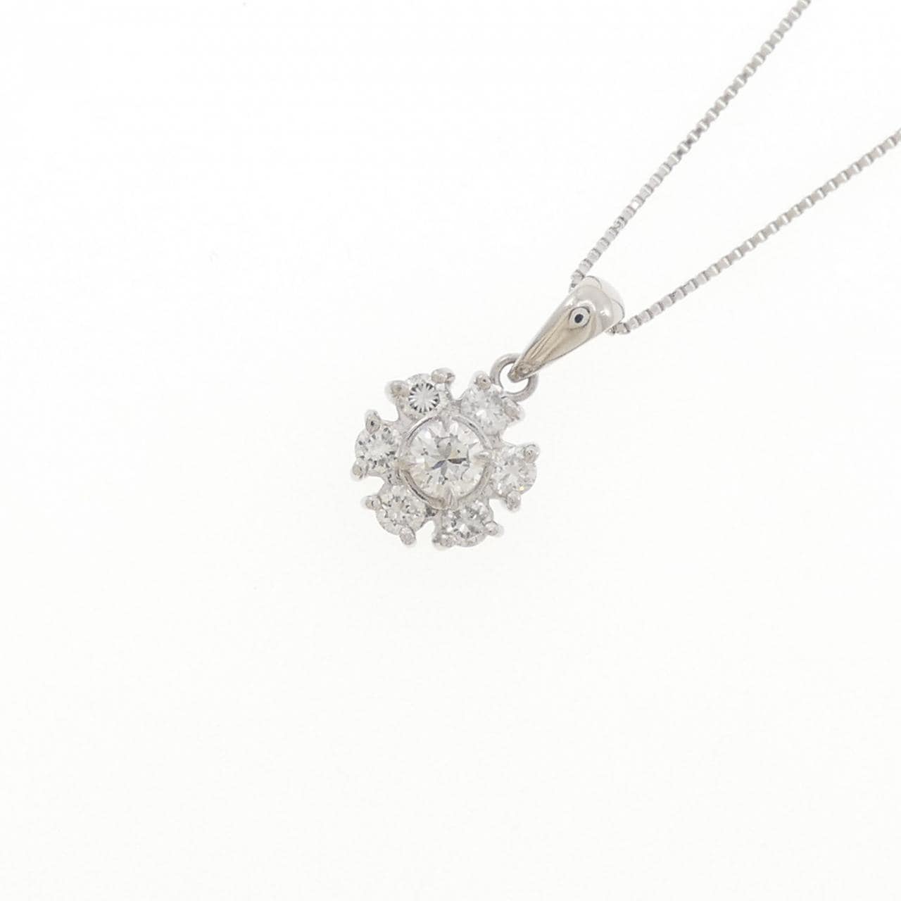 PT900/PT850 フラワー ダイヤモンド ネックレス 0.16CT