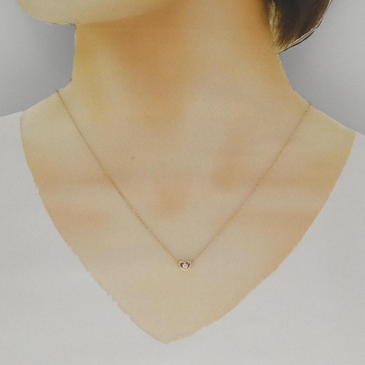 K18PG ハート ダイヤモンド ネックレス 0.05CT